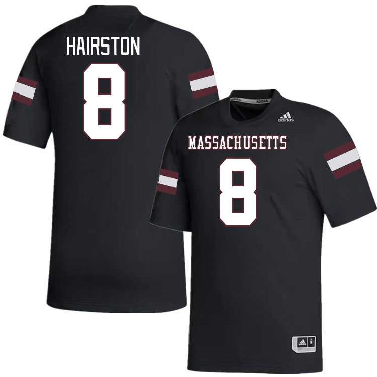 Massachusetts Minutemen #8 AJ Hairston College Football Jerseys Stitched-Black